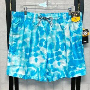 Speedo 16" Swim Trunks Comfort Stretch White Aqua Water Ripples NEW Board Shorts